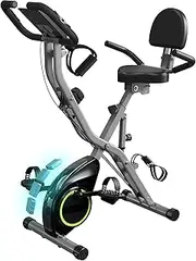 Indoor Exercise Bike Cycling Bike, 5 IN 1 Foldable Stationary Bike with 16-Level Magnetic Resistance and Tri-Position Ride, 300LBS Capacity, 6.6 LBS Flywheel, Designed for Home Workout 817 Black
