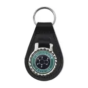 Caffeine Molecule Leather Key Chain Fob - [Black][3'' Tall]
