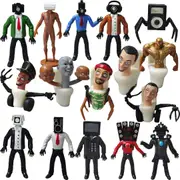 16Pcs Skibidi Toilet Action Figures - Battle Set for Birthday & Halloween Party Decor