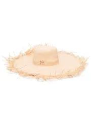 [Ruslan Baginskiy] fringed wide-brim straw hat S/M Neutrals