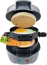 Multifunctional Burger Press Machine, Breakfast Electric Sandwich Maker,600w Non-Stick, Breakfast Machine for Home Use,Burger Sandwich Omelette Toaster Maker Black
