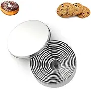 Hysgscwd 11Pcs Cookie Cutter, Round Cookie Biscuit Cutter Set, Stainless Steel Circle Cookie Cutters, Graduated Pastry Cutters, Donut Cutter Ring Molds for Baking, Cakes, Sandwiches, Crumpet, Dumpling