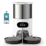 Automatic Cat Feeder Pets Dry Food Dispenser Double Bowls For Two Cats Puppy Dogs With Wifi Timing Feeding Voice Recorder