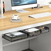 3 Pack Under Desk or Cabinet Drawer Organizer Slide Out - Come with Adhesive – Create Extra Storage Space for Your Home/Office/Kitchen/School Supplies