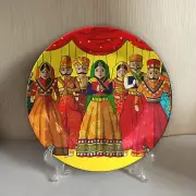 Indien Traditional Art Ceramic Decorative Handcrafted Plate With Stand Wall Art