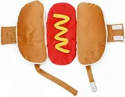 Dog Costumes, Hotdog Clothes for Dogs, Warm Soft Cute Party Cosplay Costumes for Puppy Small Dogs Pets, Dog Apparel & Accessories with 2 Plush Squeak Toys 1