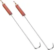 2Pcs Portable Barbecue Forks Ergonomic Roasting Skewers for Grilling Steaks Lamb Chops Heat Resistant Lightweight BBQ Meat Holders
