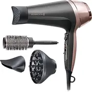 Remington Curl and Straight Confidence Hair Dryer, D5706AU, 2200W (AU Plug), Ceramic With Tourmaline Prevents Frizz, Includes 2 Concentrators, Diffuser & Round Brush, Black & Pink