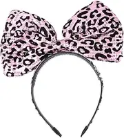 [Ipetboom] Cloth Gothic Style Bowknot Headband Leopard Pattern Elastic Party Headdress for Holiday Gothic Hair Hoop