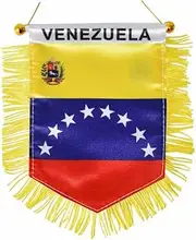 Venezuela Hanging Flag with Suction Cup Double Sided Mini 4x6 Inch Venezuelan Banner Decorations for Car Home Wall Door Window