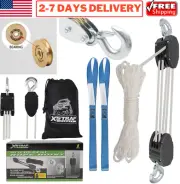 2000LB 50ft Poly Rope Hoist Pulley Wheel Block & Tackle System Lift Hanger Tools