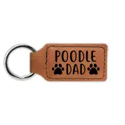 Poodle Dad Keychain Leatherette - Laser Engraved - caniche pudelhund dog