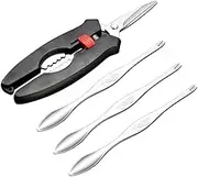 PRETYZOOM 4-Piece Crab Peeling Tool Set Crab Crackers Scissor Picks Seafood Shell Easy to Use Spring