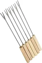 NOLITOY 2Pcs Stainless Steel Fondue Forks with Oak Handles Dessert and Fruit Skewers for Cheese Fondue Parties and Outdoor Gatherings
