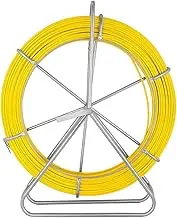8mm 150M Fish Tape Puller Fiberglass Rodder with Steel Reel Cage Guiding Cable Duct Rodder, Fish Tape Puller Conduit Puller Wire Cable Rodder Snake Copper Guiding Wire Reel Stand