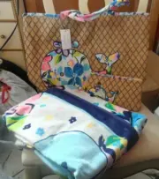 Vera Bradley Marian Floral beach- tote, beach towel, wristlet with whale design