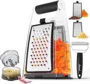 Cheese Grater with Container - Box Grater Cheese Shredder Lemon Zester - Cheese