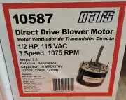 MARS 10587 1/2HP 115VAC 1075RPM 7.5A BLOWER MOTOR BRAND NEW FACTORY SEALED