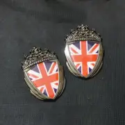 2x Glossy Black U.K. Flag Metal Decal Sticker Emblem Badge England Turbo uk Auto (for: Renault)