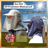 在飛比找蝦皮購物優惠-帽子 Topi 防曬防紫外線防水太陽帽可拆卸披肩透氣網眼帽運