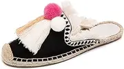 [U-lite] Women Espadrille Red Tassel Pompom Flat Espadrilles Mule Slipper Shoes Slide Slippers