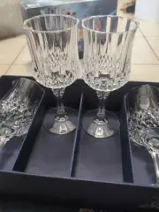 Cristal d'Arques ~ Longchamp ~ Cut Clear Lead Crystal Stemmed Goblets (Box Of 4)