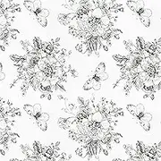 197"X17.8" Black and White Peel and Stick Wallpaper - Butterfly and Flower Pattern - Removable Contact Paper, Self-Adhesive Vinyl Film for Furniture, Wall, Shelf, Drawer, Countertop Decoration