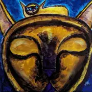 Original Cat Painting "Siamese Moonlight Dreams" Art Samantha McLean (10x10in.)