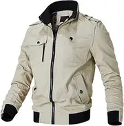 [Oymyakon] Men's Casual Military Jacket Stand Collar Jackets Coats Cotton Bomber Jackets with Shoulder Straps