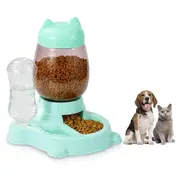 Dog Food Feeder And Water Dispenser 2 in 1 Automatic Cat Feeder for Cat,Dogs,Puppy, Rabbit Pets (Green)