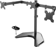 HUANUO Triple Monitor Stand - Free Standing Three Desk Mount Clear