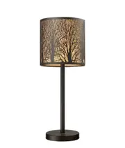 AUTUMN: Round Aged Bronze with Amber Lining Table Lamp