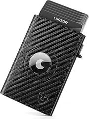 [LORZOR] Slim Airtag Wallet, Carbon, 0.67 x 2.8 x 4 inches, Minimalist