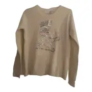 Children’s Place Sequin Sparkle Ice Skate Sweater Ivory w/ Silver Threads XL 14