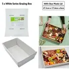 5x Grazing Box w/Clear Lid Treat Tray Graze Board Takeaway Paper Container White