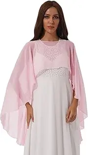[Aislor] Womens Sheer Chiffon Long Bridal Shawl Wraps Bolero High Low Asymmetric Wedding Shrug Capes
