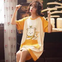 在飛比找momo購物網優惠-【Secret Lover】米黃色小熊大口袋居家服睡裙SL2