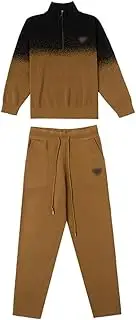 LNYHLXS Sports Suit for Women Casual and Fashionable Loose Fitting for Mothers Knitted Ice Silk Two-Piece Hoodie Set(3X-Large)