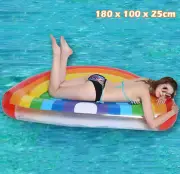 Giant Inflatable Rainbow Float Raft Beach Lounger Bed Toy Chair