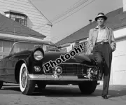 Frank Sinatra Standing Next To T-Bird Celebrity REPRINT RP #4756
