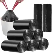8 Gallon Trash Bags 120 Count Black Drawstring Trash Bags Thick Garbage Bags