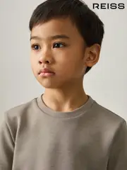 Reiss Taupe Brown Bradley 9-13 yrs Interlock-Jersey Crew-Neck T-Shirt (AP1248) | $50