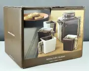 New Brown Pier One Imports Tri Color Tea Set Square Teapot & 4 Cups With Handle