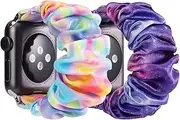 [2 Pack] Scrunchie Band Compatible with Kids Apple Watch Band 38mm 40mm 41mm & 42mm 44mm 45mm,Cute Printed Elastic Solo Loop Bands for iWatch Series 9/8/7/6/5/4/3/SE/SE2/Ultra 2/Ultra,Boys & Girls