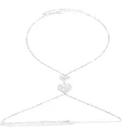 [Generic] Simple Double Heart Rhinestone Harness Body Chain Necklace Crystal Bikini Bra Body Chain Jewelry Rhinestone Long Necklace for Women