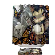 The Owl Fairy Owlyn in the Nest with Butterflies Shower Curtain