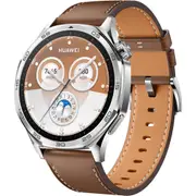 Huawei Watch GT 5 46mm Stainless Steel Case Smartwatch (Brown Composite Leather Strap)