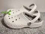 Crocs Baya Lined Clogs White Size Women's 11 Men's 9 Slip on Faux Fur Fuzzy NEW