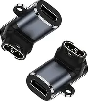tunghey 2Pack Compatible Micro USB Female to Smartwatch Charging Connector Male Adapter Replacement for Instinct, Fenix, vivoactive Series Smartwatch (270 Degree Angled)