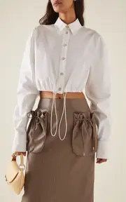 [Del Core] Cropped Stretch-Cotton Shirt